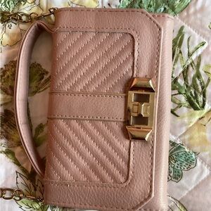 Women's Quilted Pink Crossbody Bag with Gold Hardware